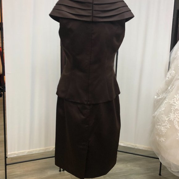 NEW 2-Piece Espresso Mother of the Bride/Groom Formal Holiday Dress SIZE 8 - Picture 7 of 12